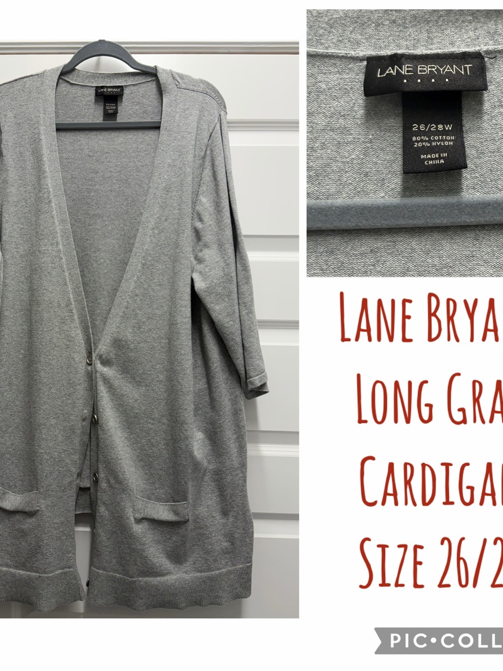Lane Bryant Light Gray Long Open-Front Cardigan